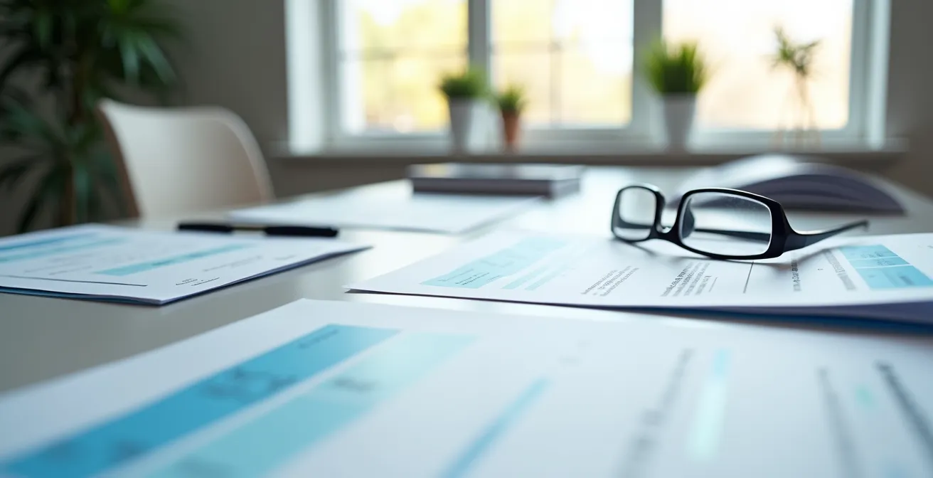 Documenti medici e certificazioni organizzati su tavolo per dichiarazione ISEE disabilità