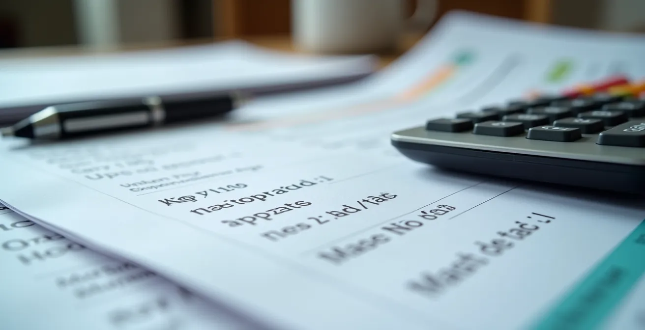 Documenti fiscali organizzati su tavolo per compilazione 730 con fatture e ricevute sanitarie