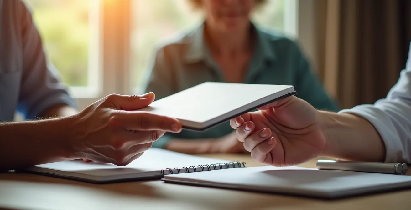 Momento di passaggio consegne tra badante titolare e sostituta con anziano