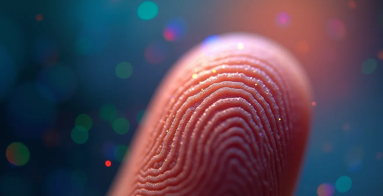 Dettaglio di un'impronta digitale che simboleggia la sicurezza biometrica per l'accesso all'App IO